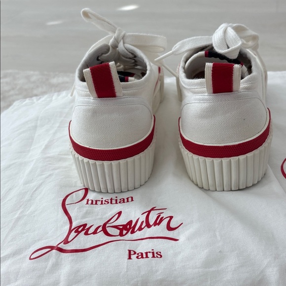 Christian Louboutin White Sneakers with Red Trim - Picture 2 of 6